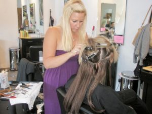 gemy doing hair extensions