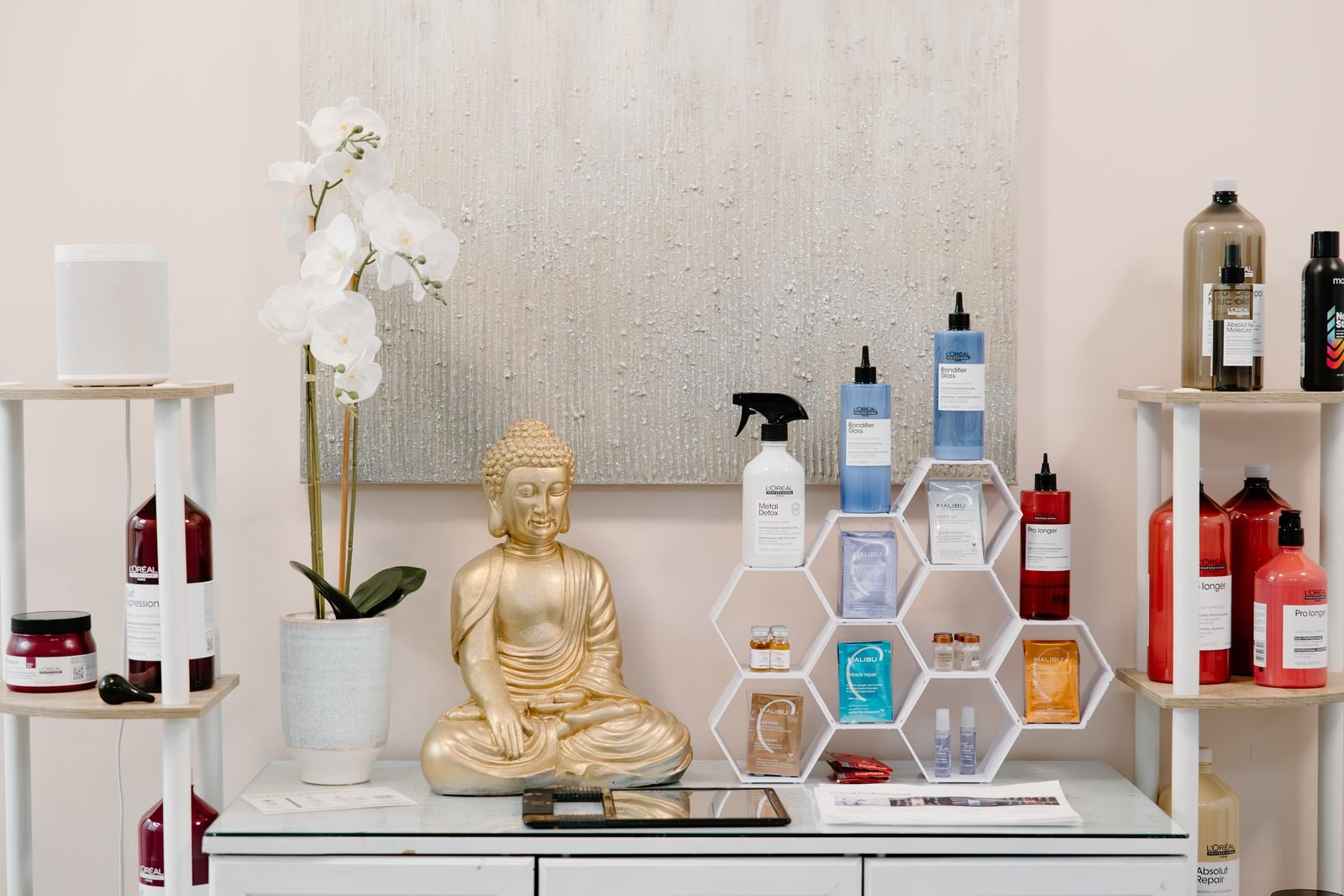 Studio 39 Salon retail products and decor in Kansas City